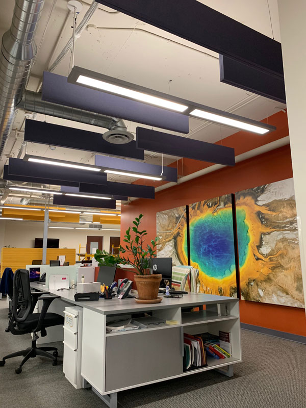 Ceiling Baffles — real-world installation example from the OSGT acoustic catalog